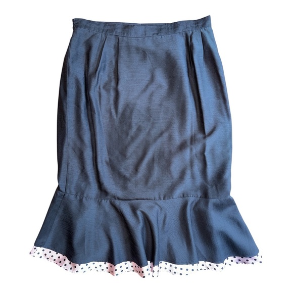 Blue Knee-Length Ruffled Trumpet Skirt - Picture 2 of 4